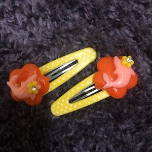 Polka Dots Yellow and Orange Hair Clips